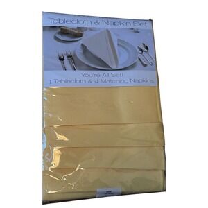 Bardwil Tablecloth Napkin Set Lemon Yellow 52x70 Oblong 4 Napkins New Sealed